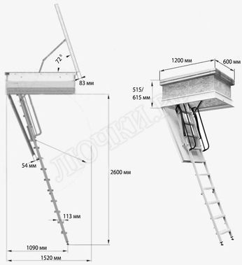 Чердачная лестница Oman ARISTO PP 600*1200*2600 Чердачная лестница Oman ARISTO PP 600*1200*2600