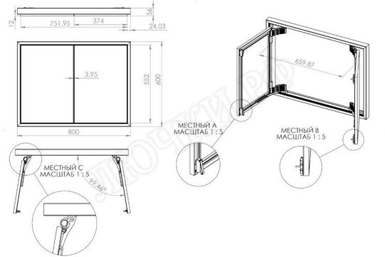 Люк под плитку Секрет 3.0, 2 створки 1150*1000 Люк под плитку Секрет 3.0, 2 створки 1150*1000