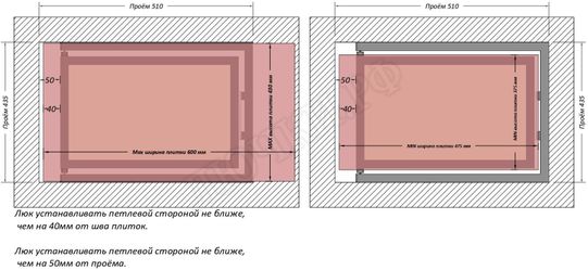 Люк под плитку Шагма для плитки 500*400 (требуемый размер проема 510*435, размер люка 460*433) Люк под плитку Шагма для плитки 500*400 (требуемый размер проема 510*435, размер люка 460*433)